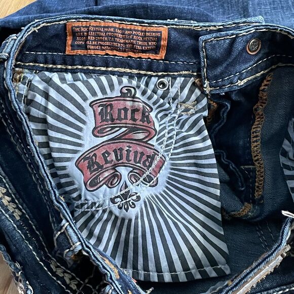 Rock Revival Ferry Jeans Mid-Rise Boot Stretch Rhinestone Pockets Sz 25 EUC - Picture 10 of 16